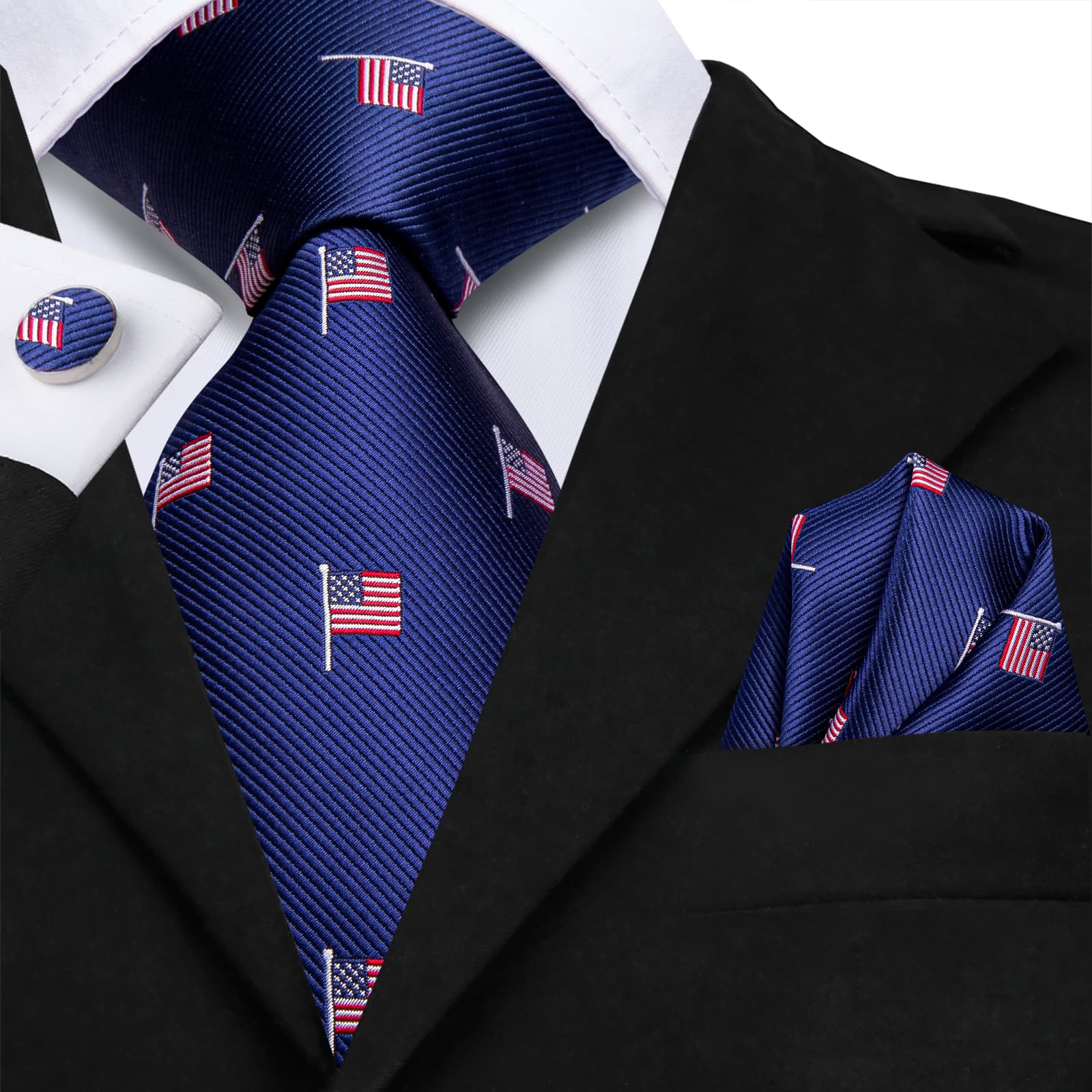 Striped Tie Purple Dark Blue Jacquard Stripes Men's Necktie Set