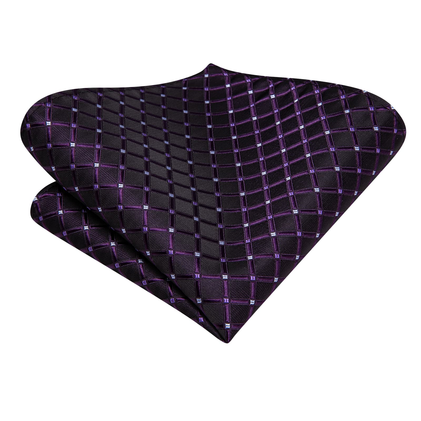 Black Men's Tie Indigo Purple Jacquard Checkered Necktie Set