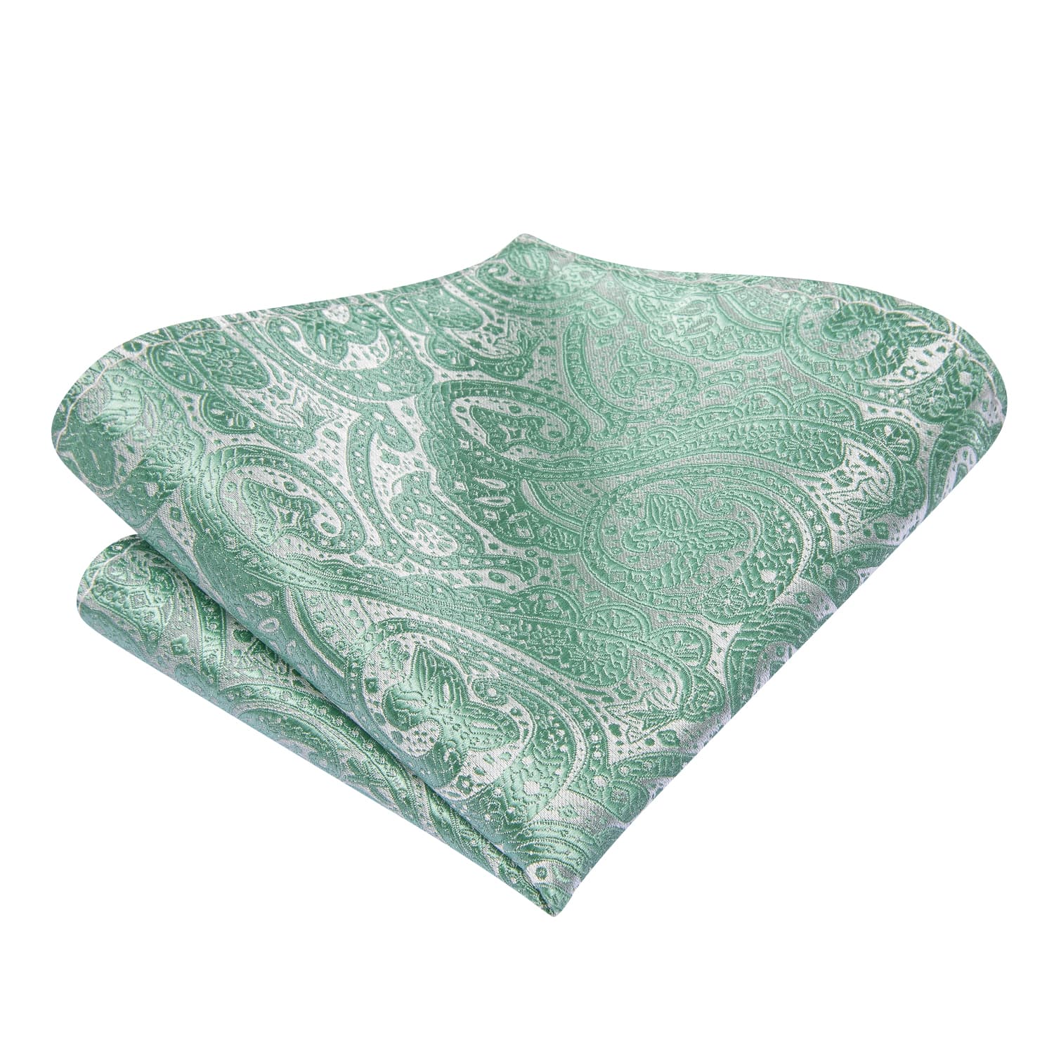 Bow Tie Aqua Green Jacquard Paisley Men Tie Hanky Cufflinks Set