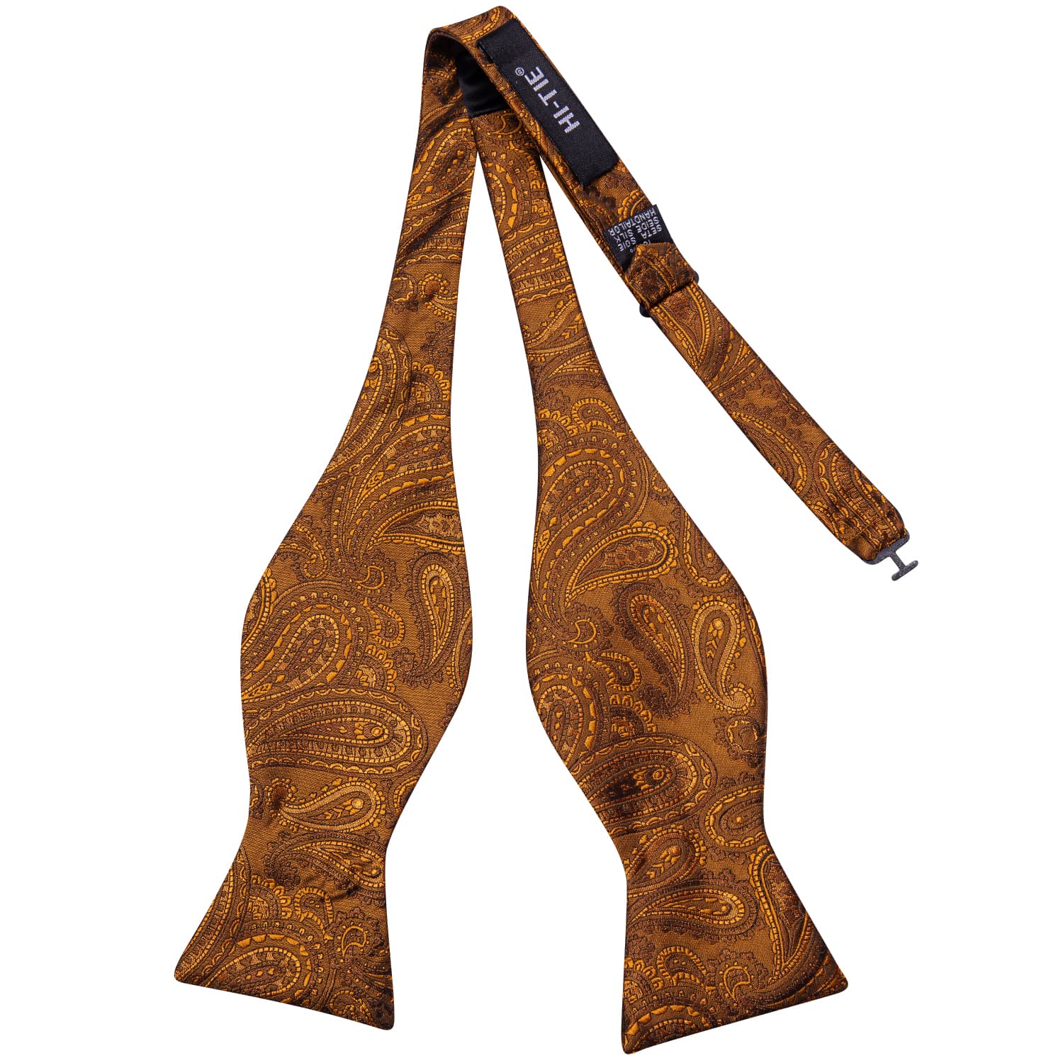 Tawny Brown Paislry Jacquard Mens Formal Bowtie Hanky Cufflinks Set