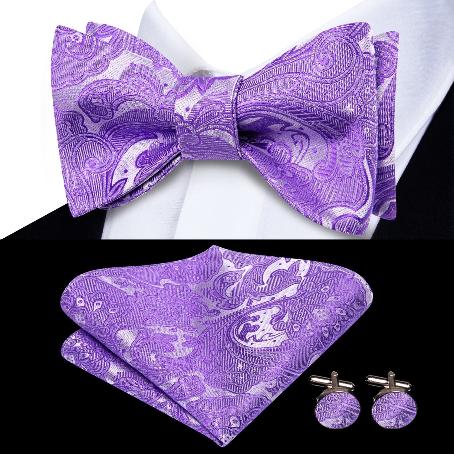 bow tie purple for men with black suit white shirt