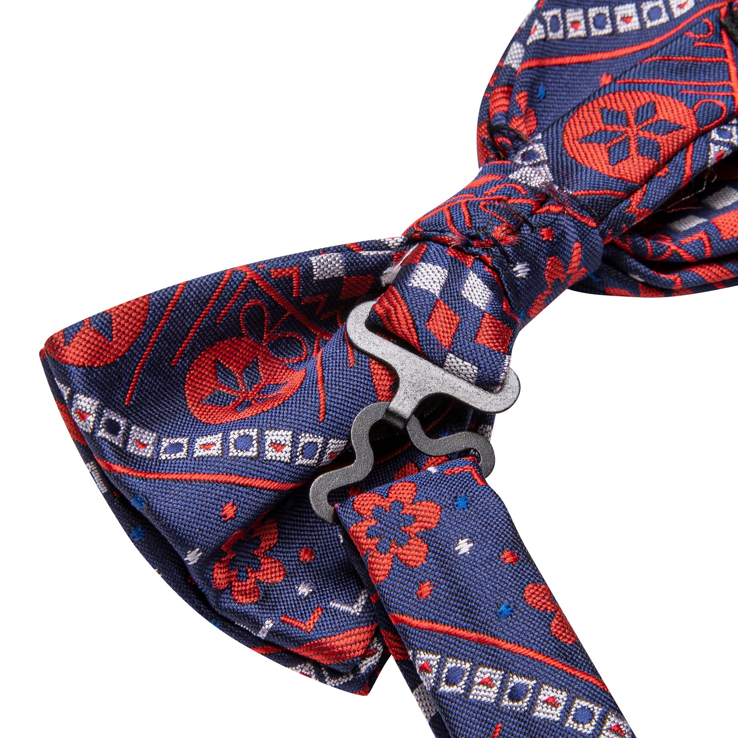 Christmas Blue Red Novelty Pre-tied Bow Tie Hanky Cufflinks Set