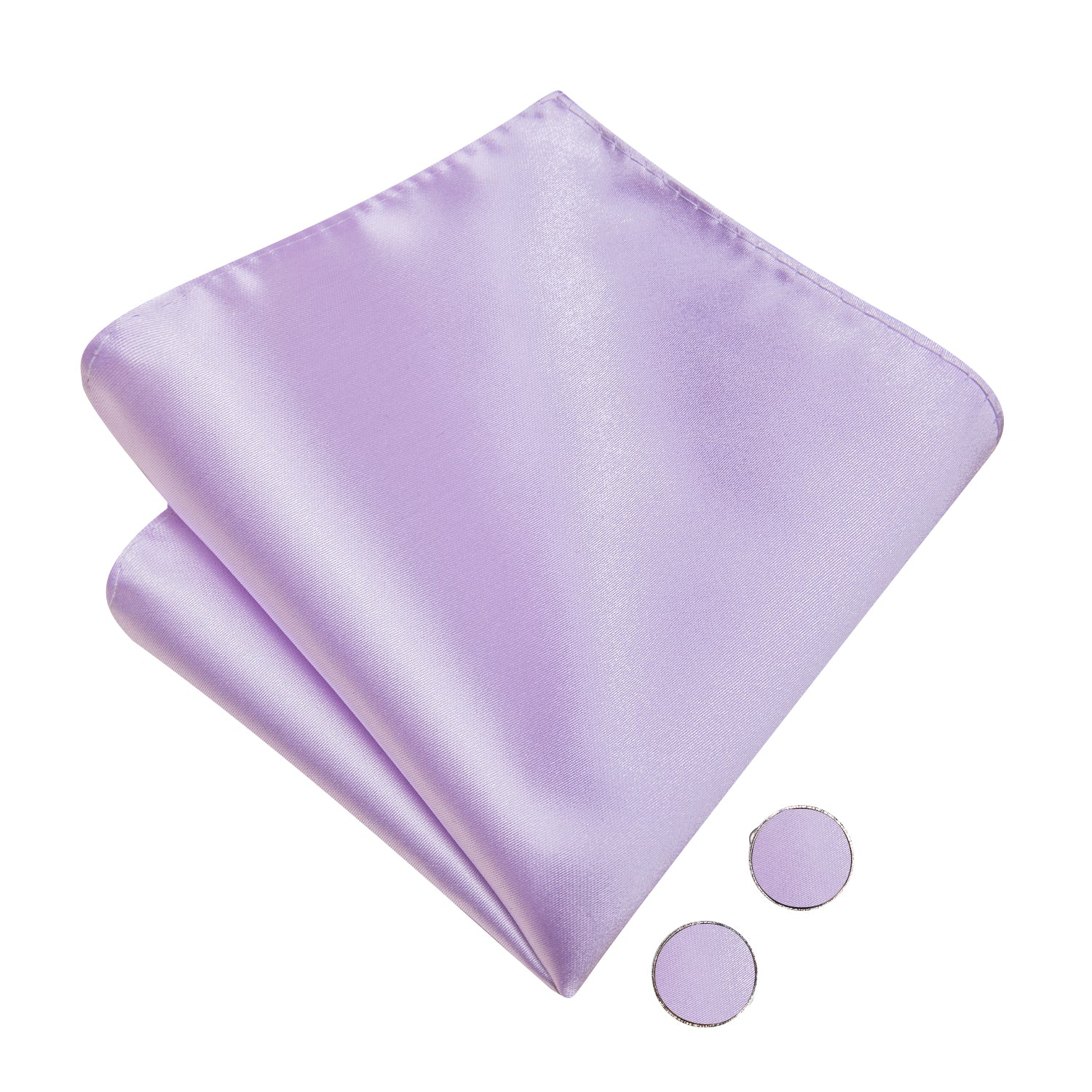 Hi-Tie Light Purple Solid Pre-tied Bow Tie Hanky Cufflinks Set