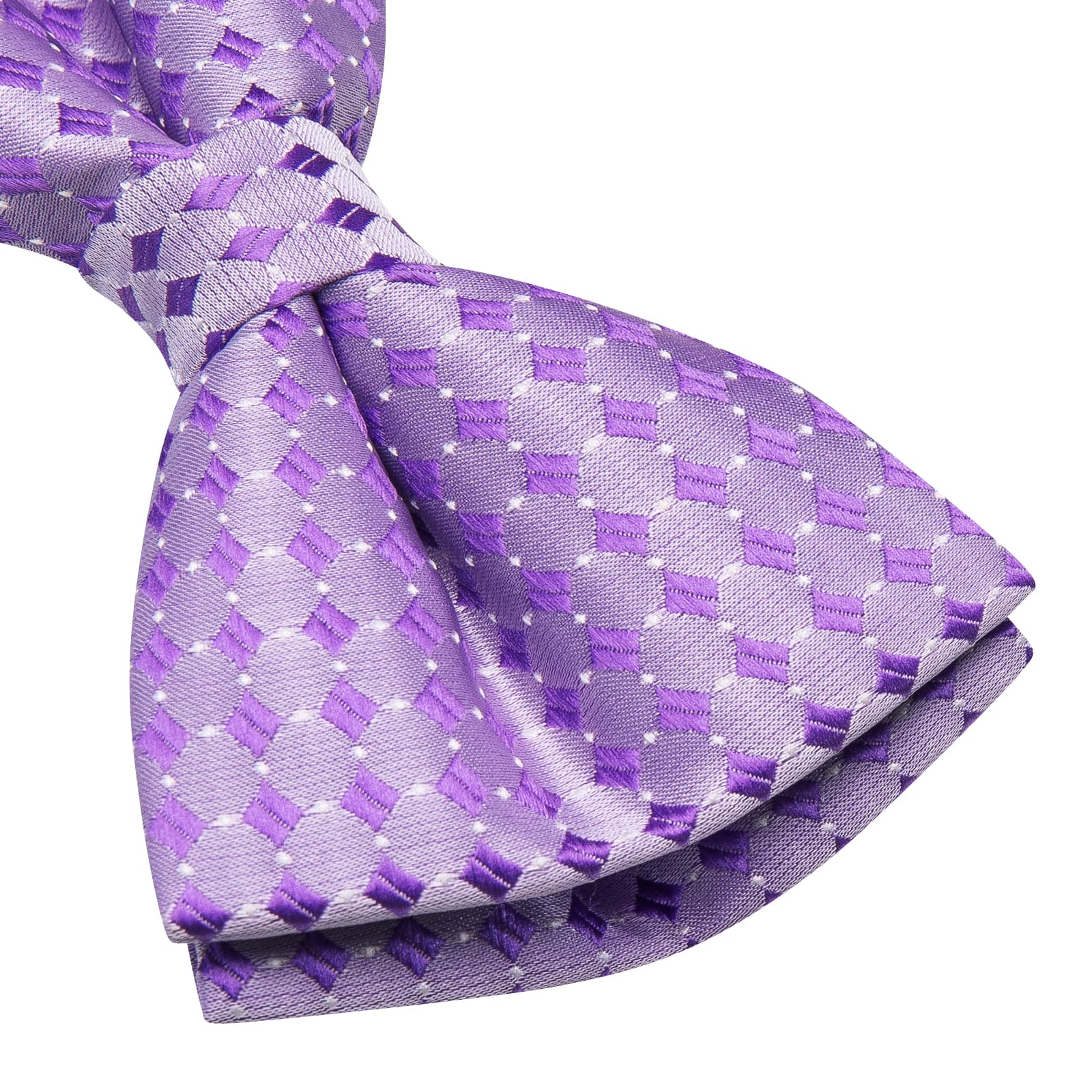 Lavender Purple Bow Tie Men's Geometric Tie Hanky Cufflinks Set