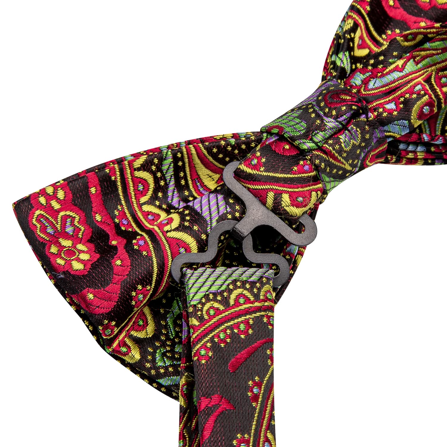 Rainbow Colorful Paisley Men's Silk Bow Tie Hanky Cufflinks Set