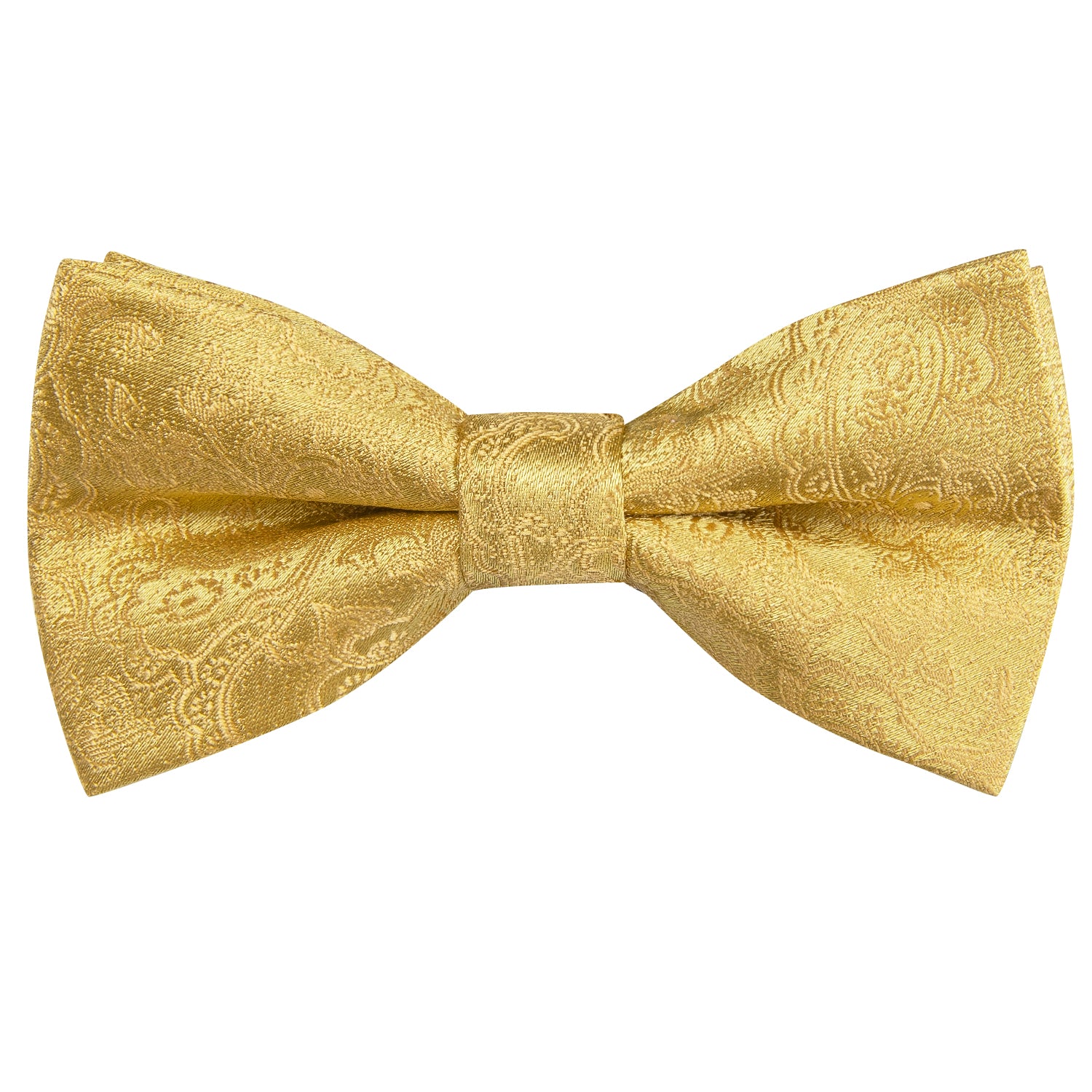 Gold Paisley Children Kids Bow Tie Pocket Square Cufflinks Set