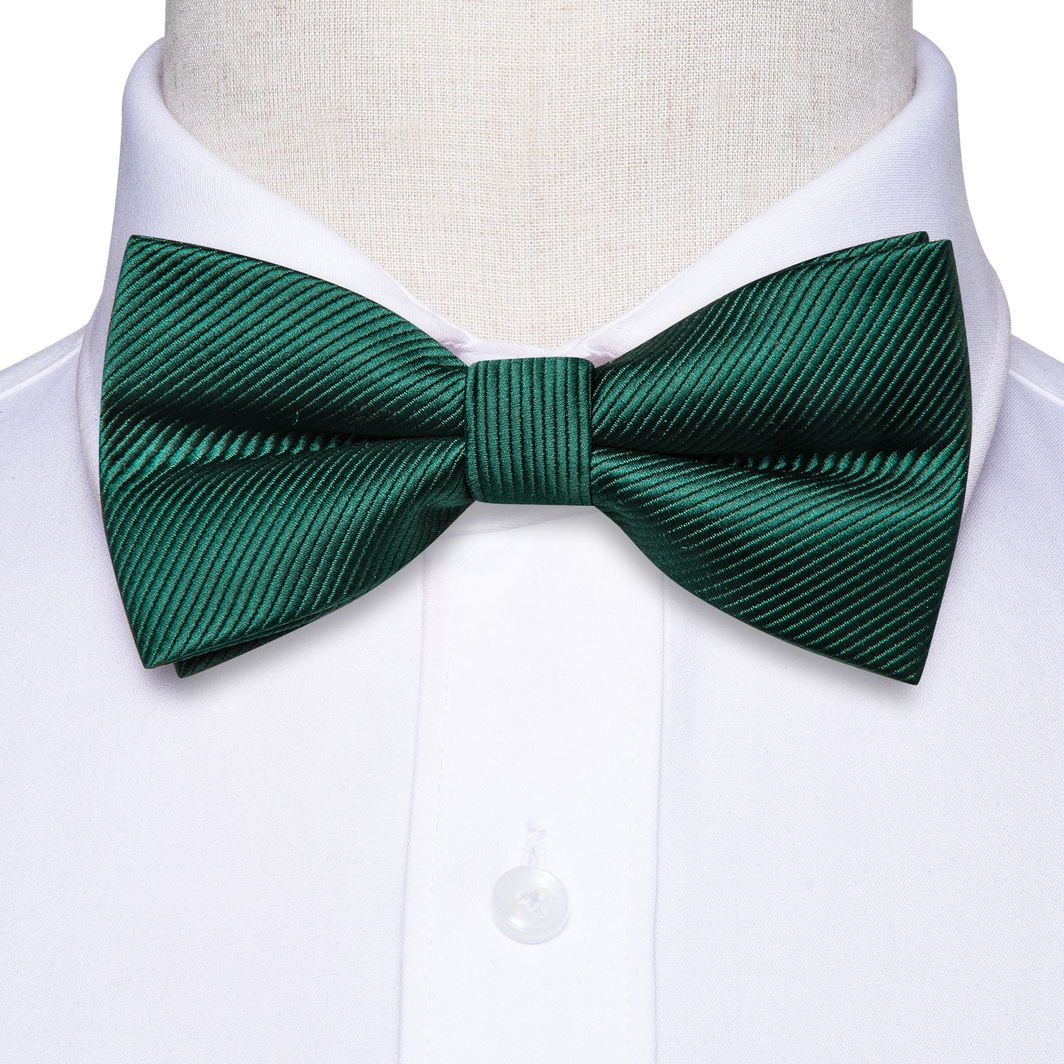 Dark Green Solid Children's Kids Bow Tie Hanky Cufflinks Set