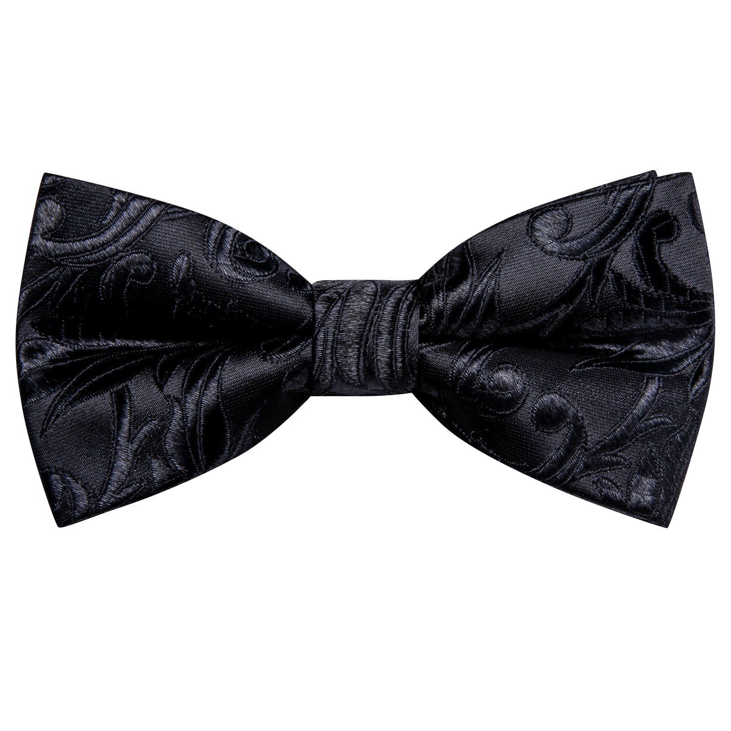 Black Floral Children Kids Bow Tie Pocket Square Cufflinks Set