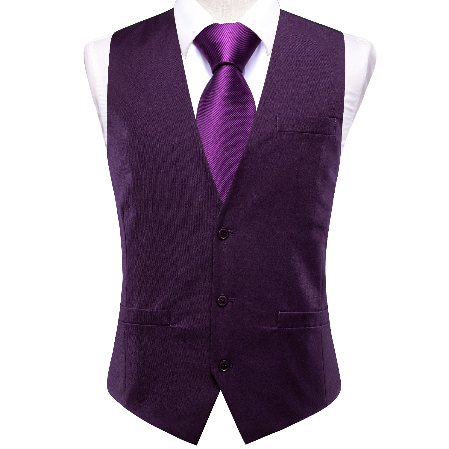 Deep Purple Solid Silk Style Men's Single Vest