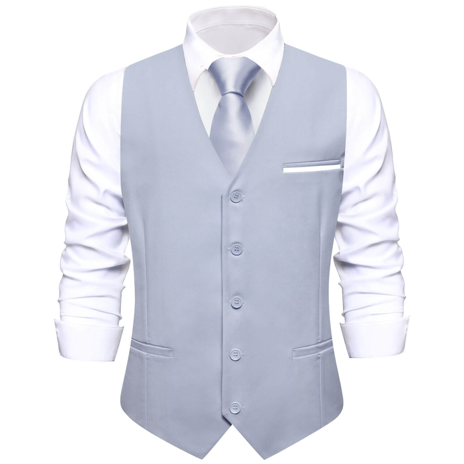 Gray Blue Solid Silk Vest