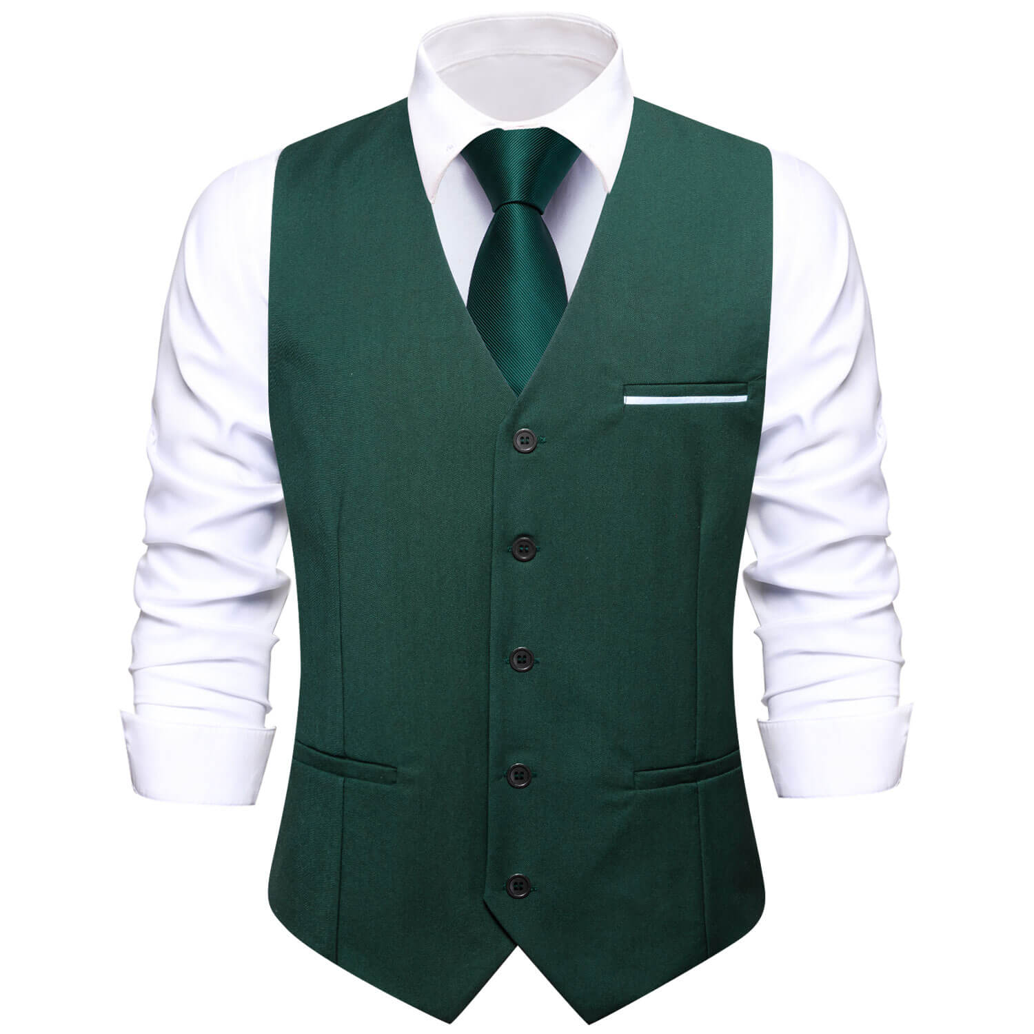 Sapphire Pine Green Solid Silk Vest