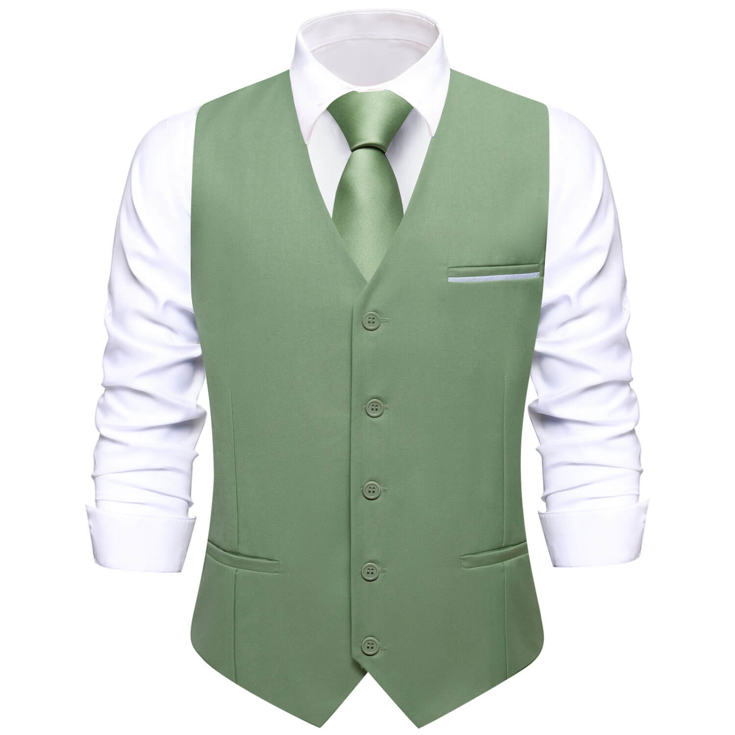 Sage Green Solid Silk Vest 