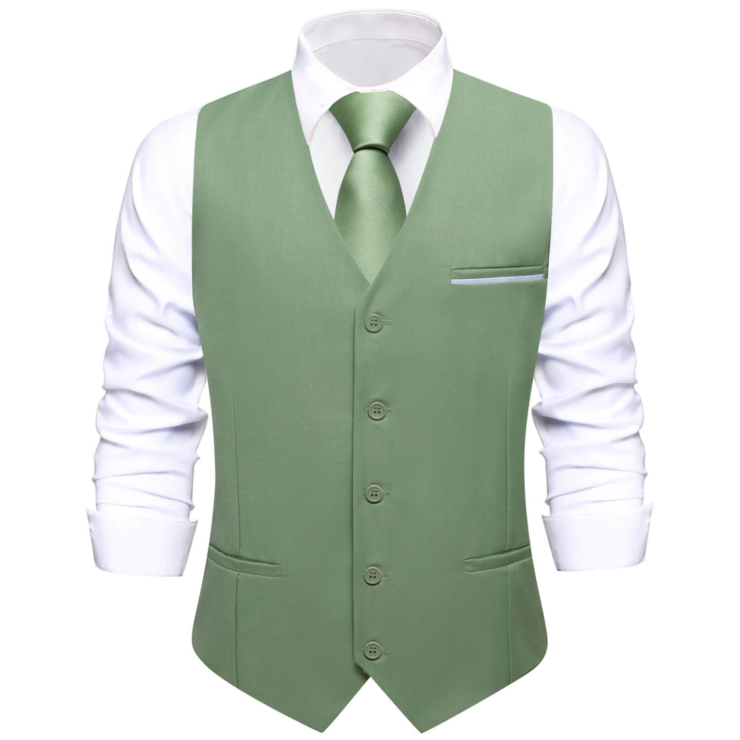 Sage Green Solid Silk Vest