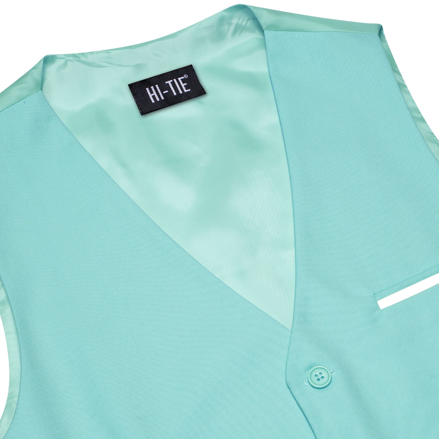 Hi-Tie Vest for Men Pale Teal Solid Silk Vest Business Dress Suit