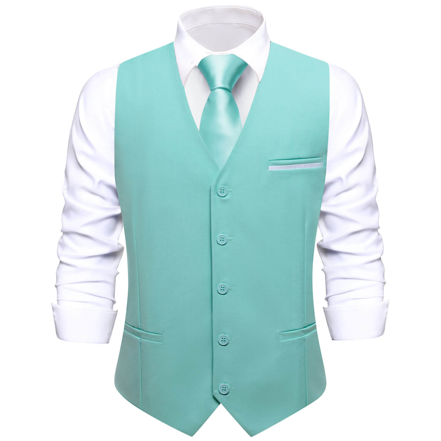 Pale Teal Solid Silk Vest