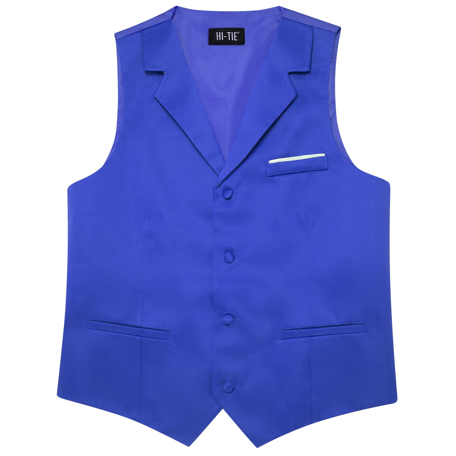 Hi-Tie Blue Waistcoat Solid Notch lapels Men's Vest