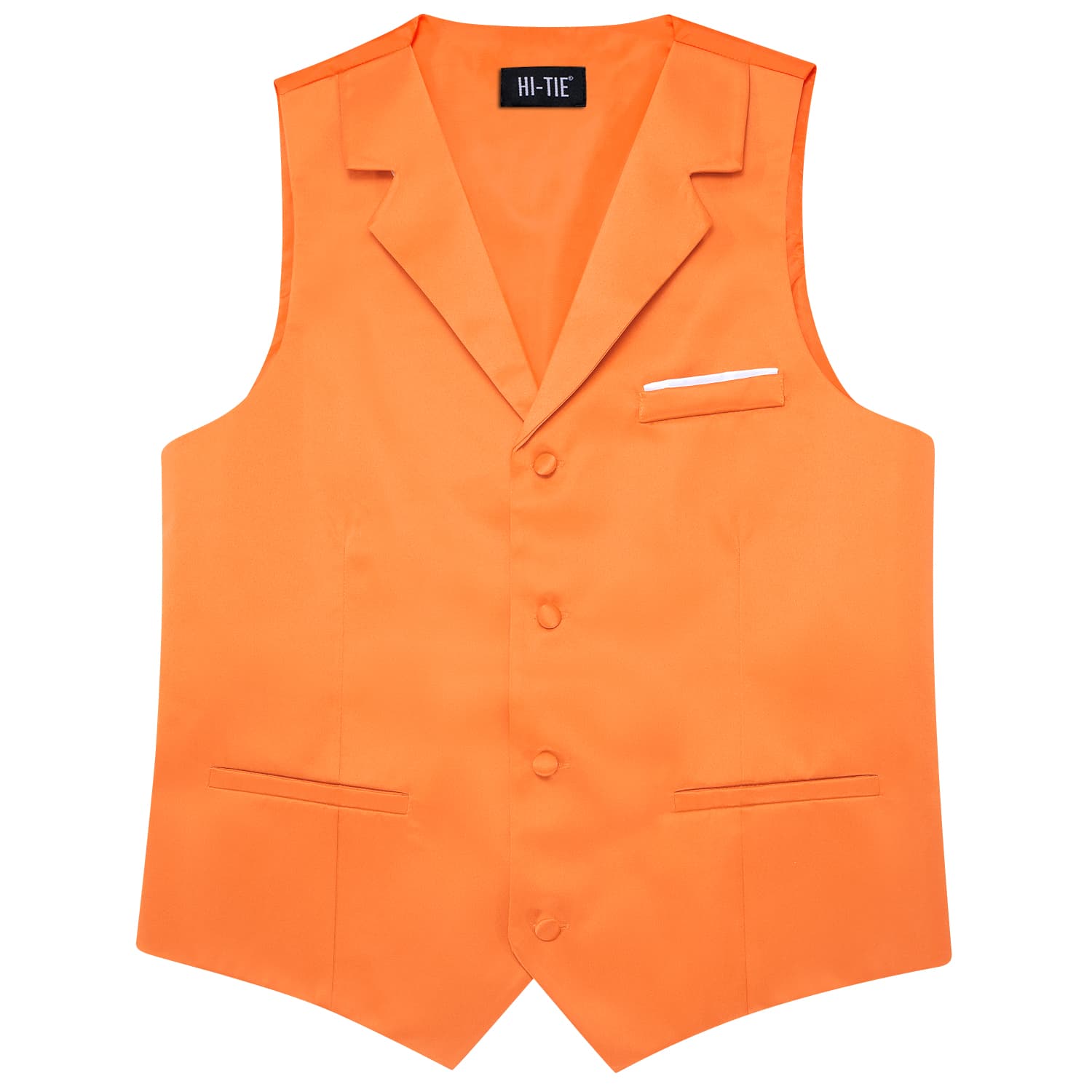Hi-Tie Orange Waistcoat Solid Notch lapels Men's Vest