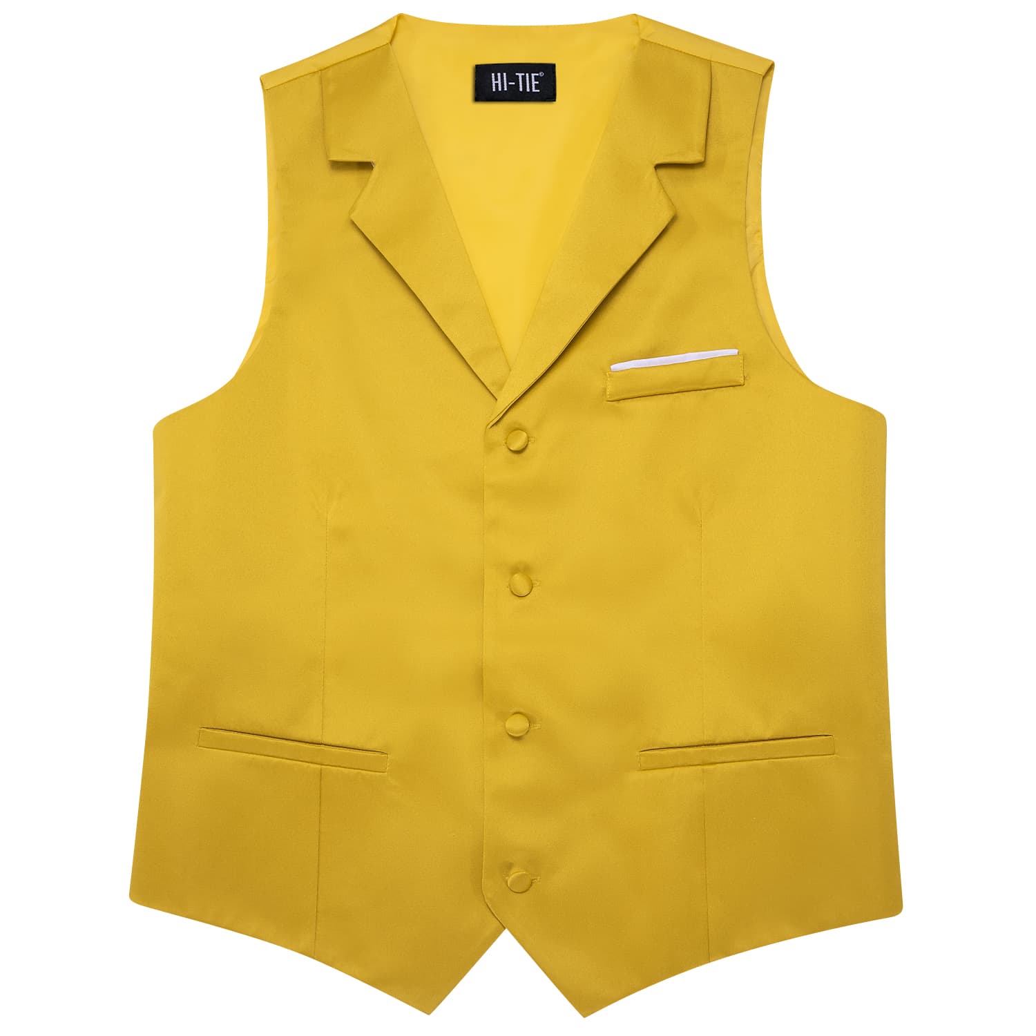 Hi-Tie Medallion Yellow Waistcoat Solid Notch lapels Men's Vest
