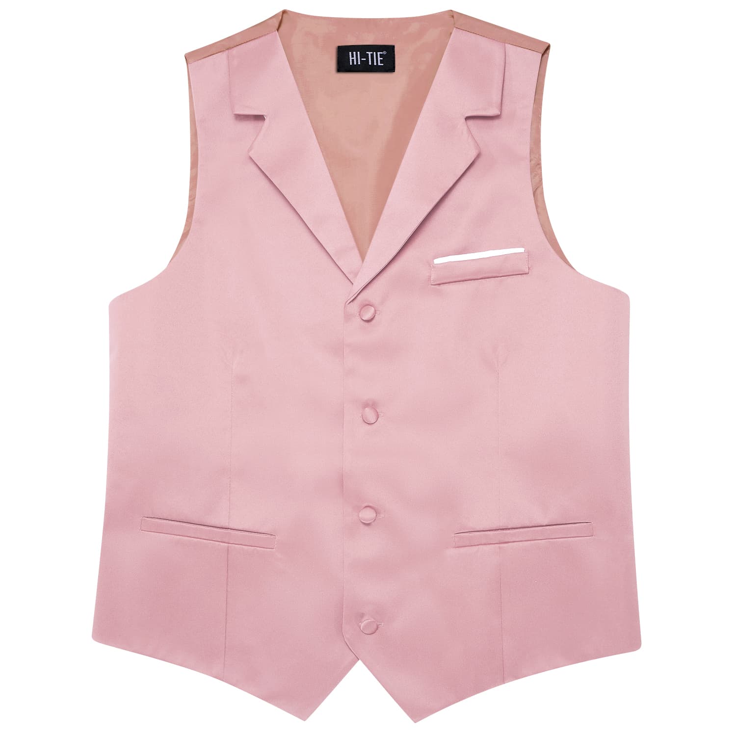 Hi-Tie Lighgt Pink Waistcoat Solid Notch lapels Men's Vest