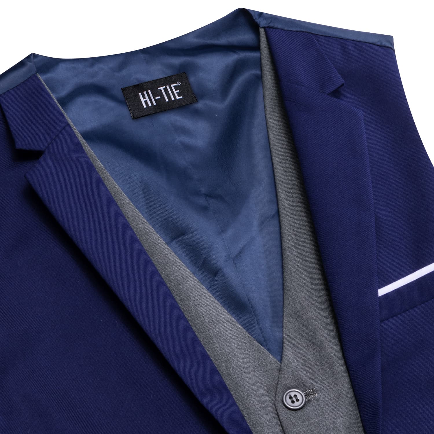 Hi-Tie Suit Vest Layered Waistcoat Navy Blue Gray Vests for Wedding