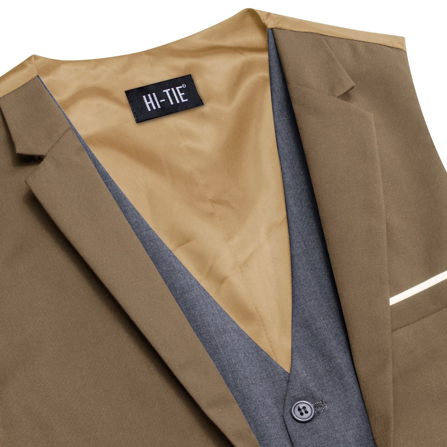 Hi-Tie Suit Vest Layered Waistcoat Camel Brown Gray Vests for Wedding