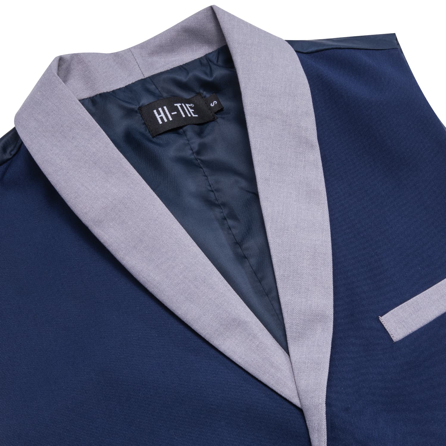 LightGrey Shawl Collar Dark Blue Solid Waistcoat Formal Vests for Business