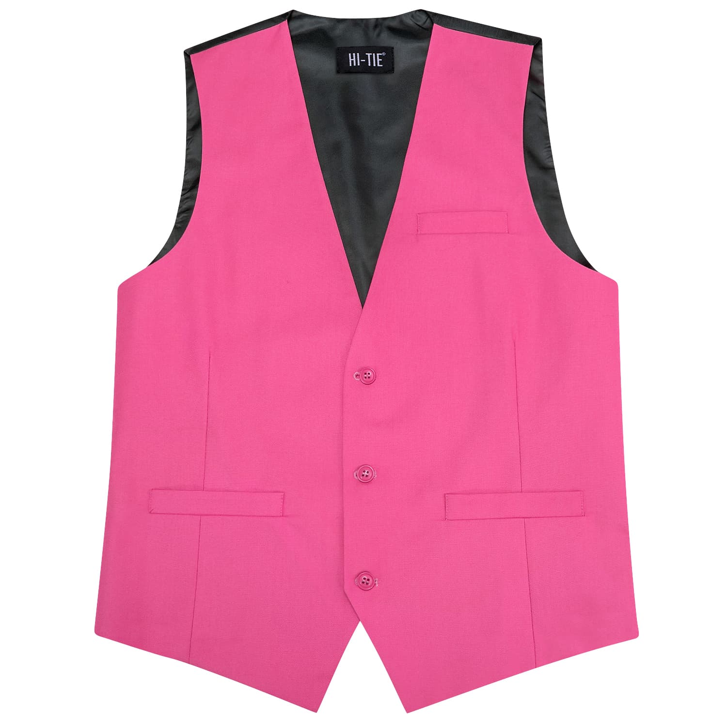 No Collar Waistcoat Pink Solid V-Neck Mens Vest for Wedding