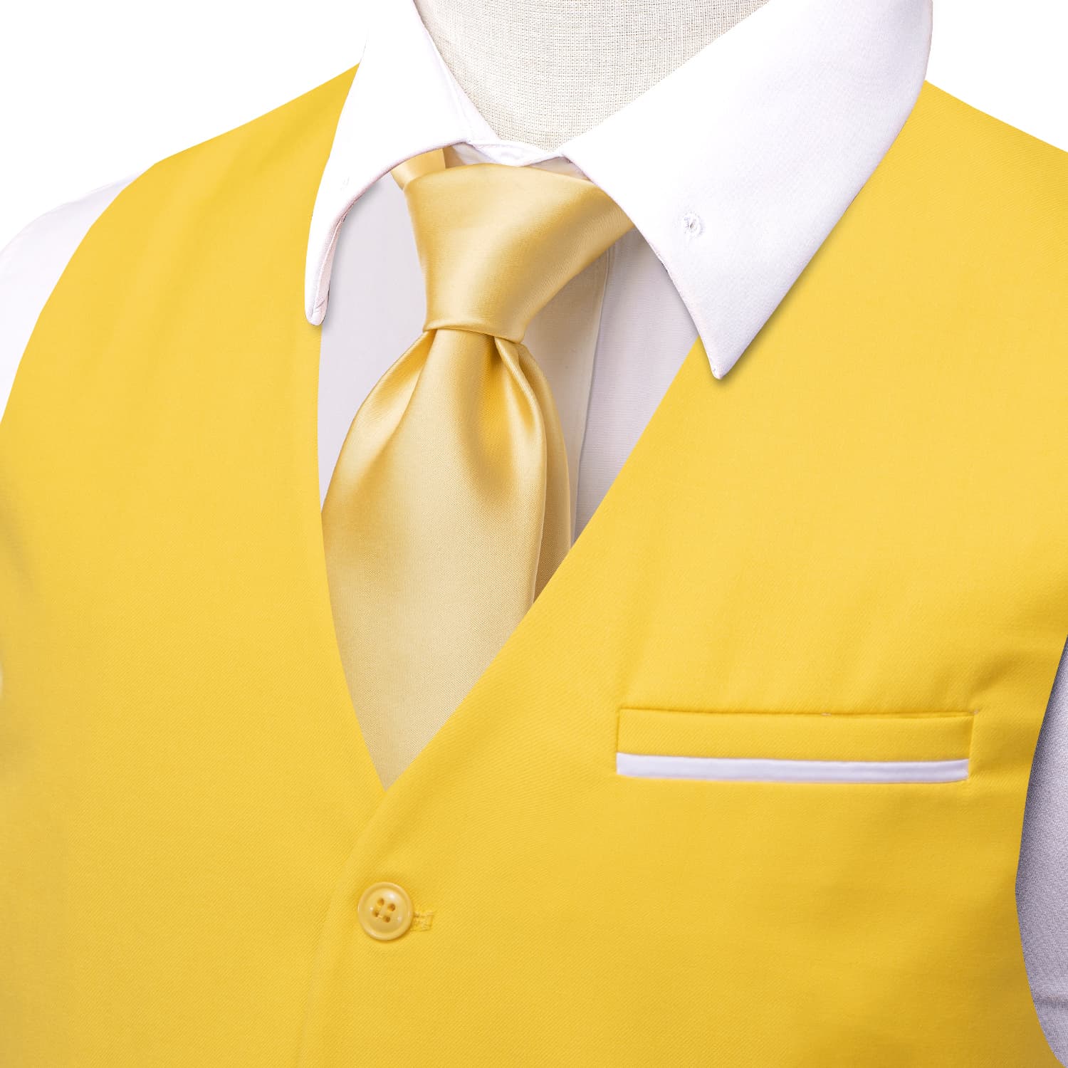  Gold Solid V-Neck Waistcoat Formal Mens Vest