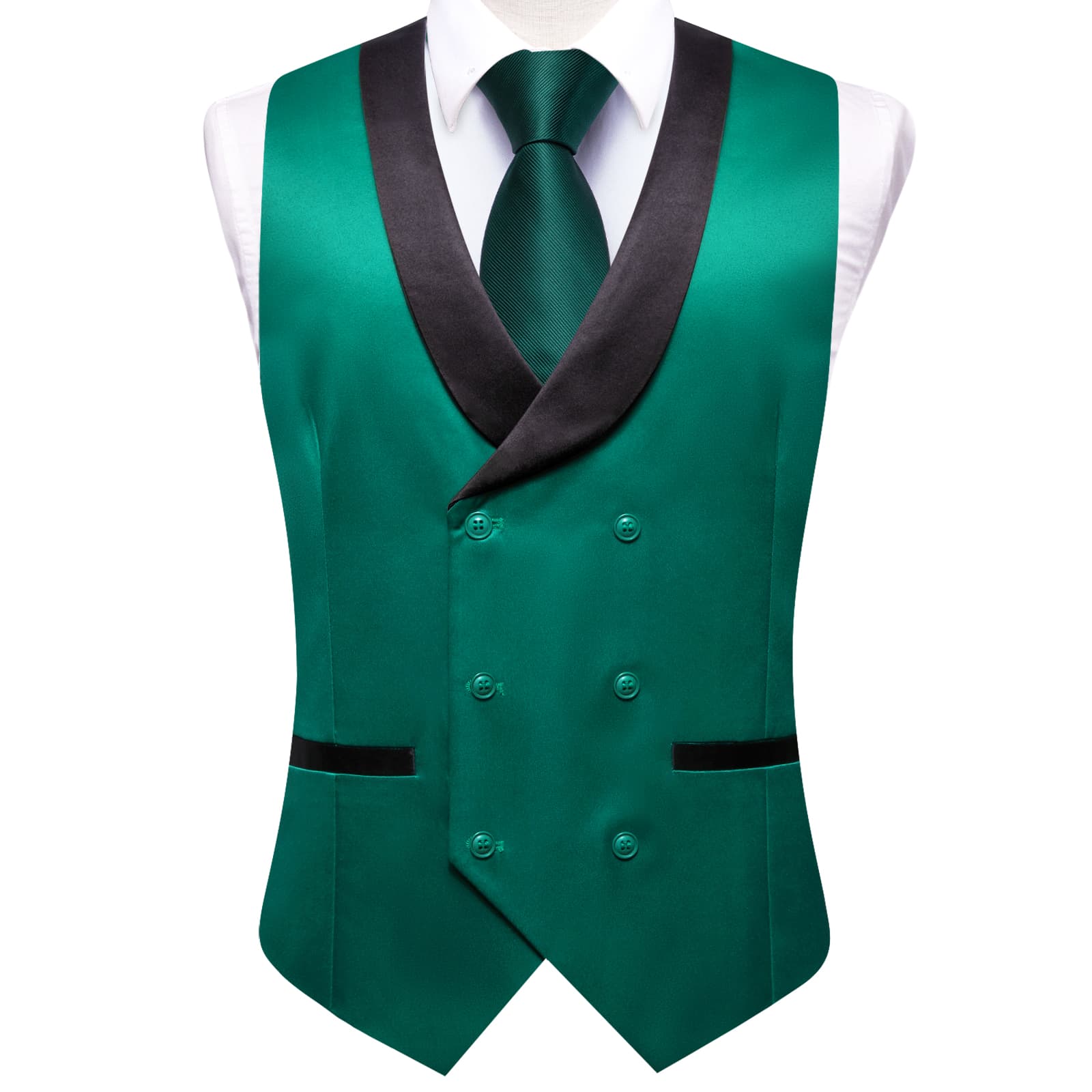 Men's Black Satin Shawl Lapel Vest main image 1