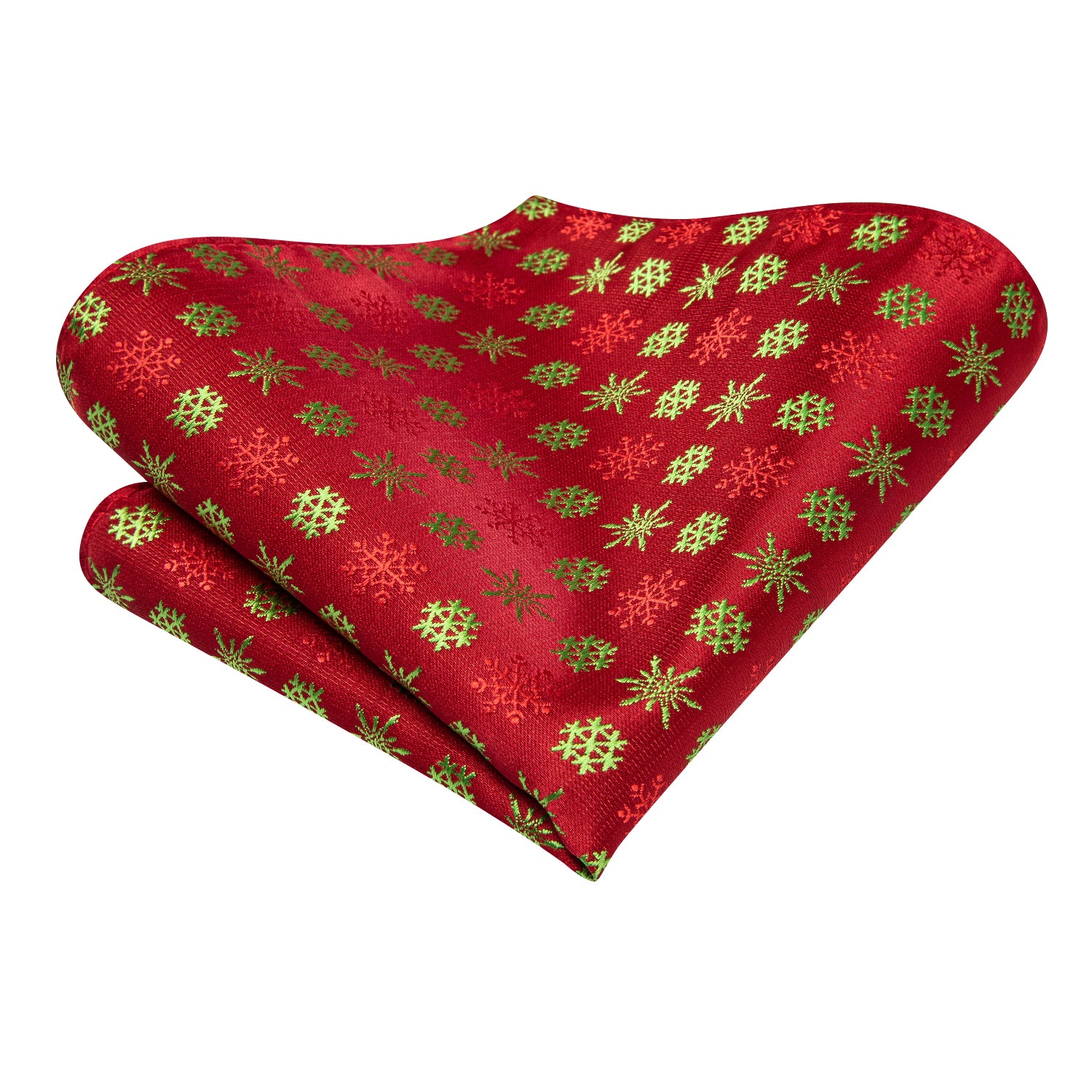 Christmas Red Snowflakes Men's Tie Pocket Square Cufflinks Set