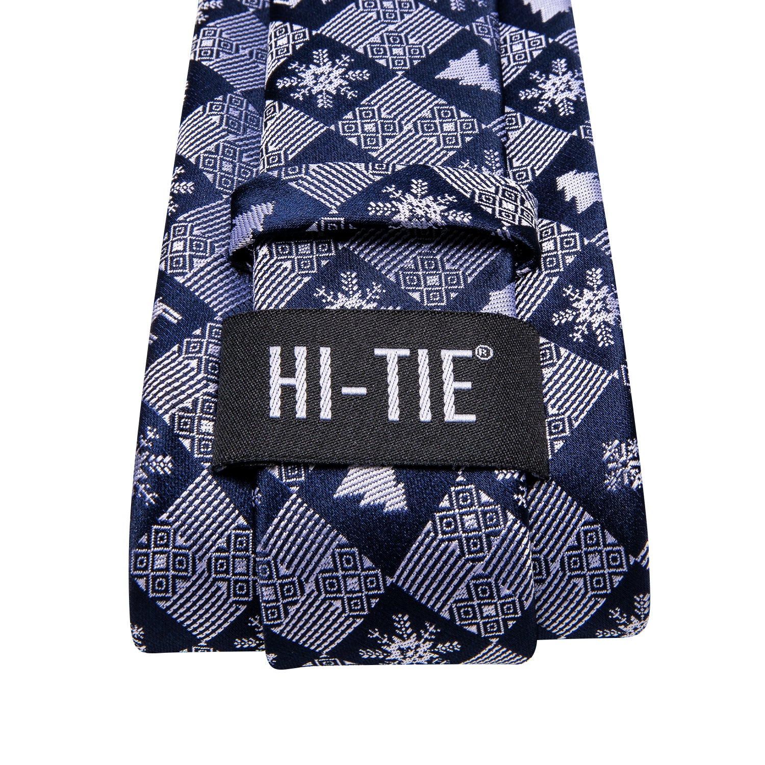 Christmas Blue White Novelty Men's Tie Pocket Square Cufflinks Set
