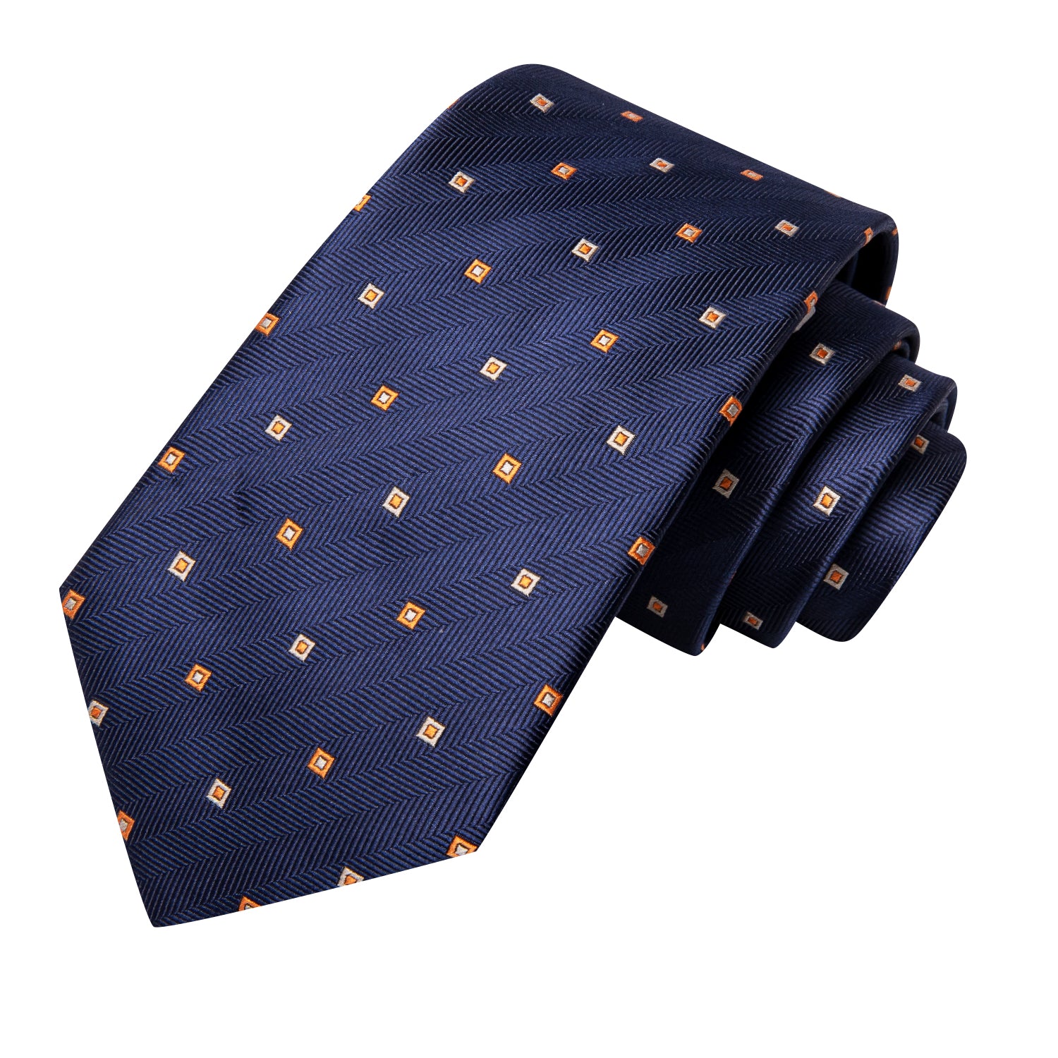 Navy Blue Novelty Men's Tie Pocket Square Cufflinks Set