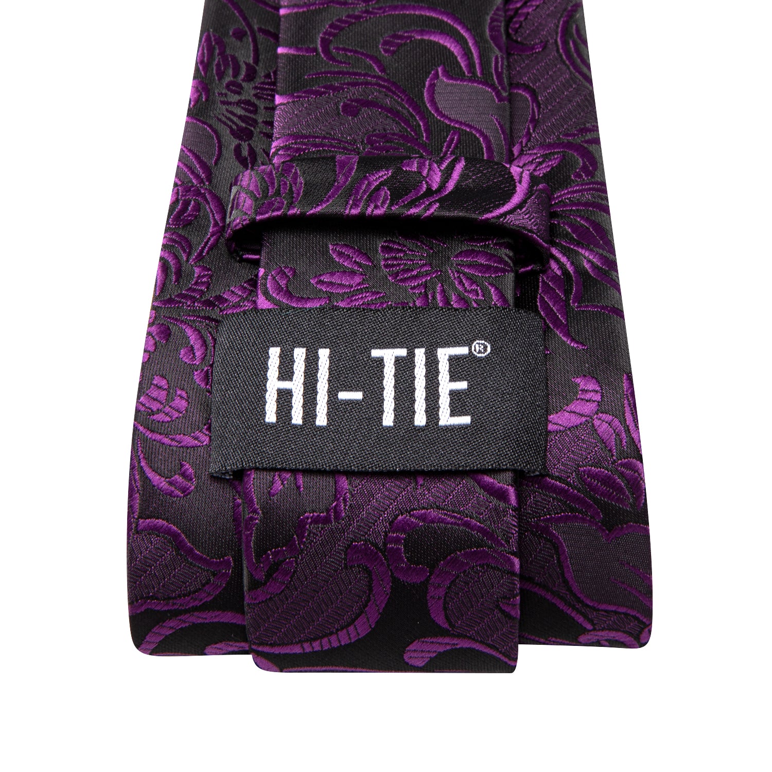Hi-Tie Deep Purple Paisley Men's Tie Pocket Square Cufflinks Set