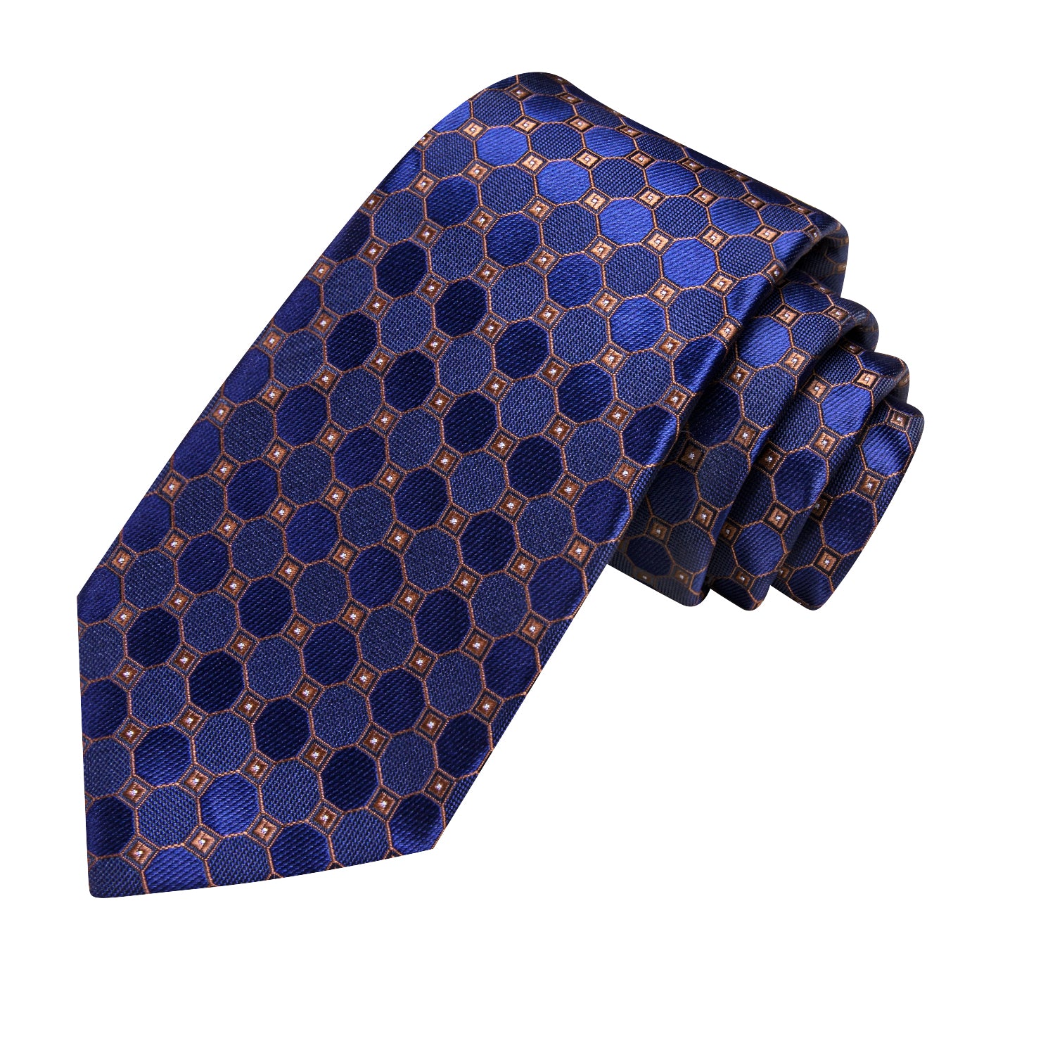 Hi-Tie DarkSlateBlue Men's Tie Peru Polka Dots  Pocket Square Cufflinks Set