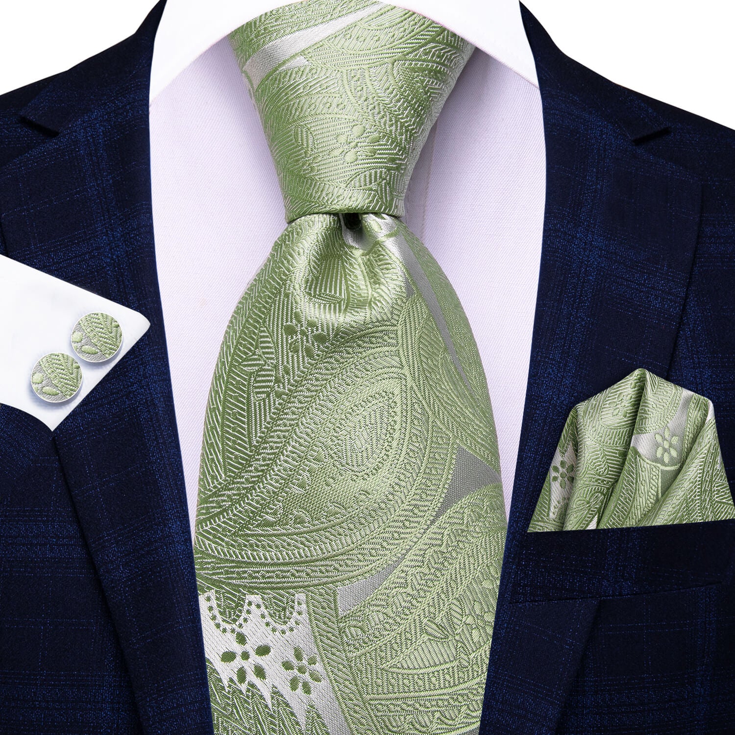 Floral Tie Sage Green Grey Men's Tie