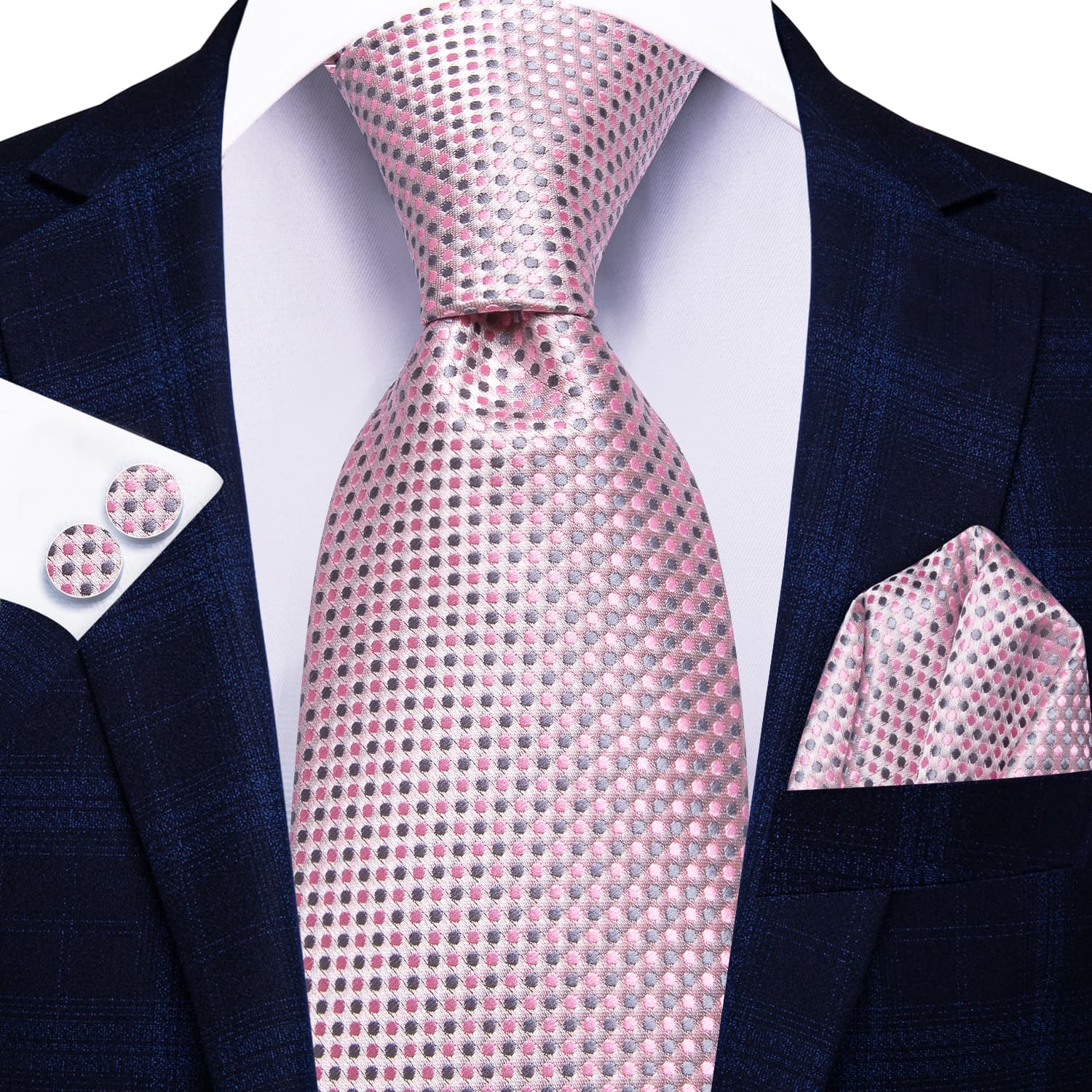 Hi-Tie Polka Dots Tie Light Pink Silk Necktie for Men