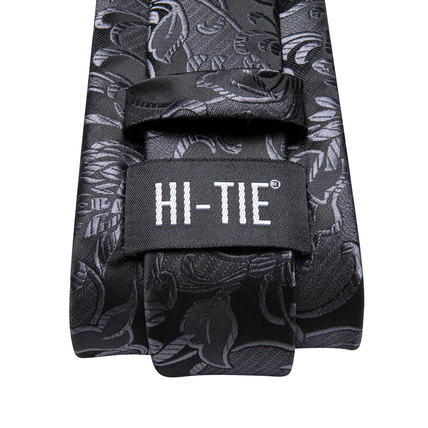 Hi-Tie Floral Black Tie Jacquard Silk Necktie Set for Men