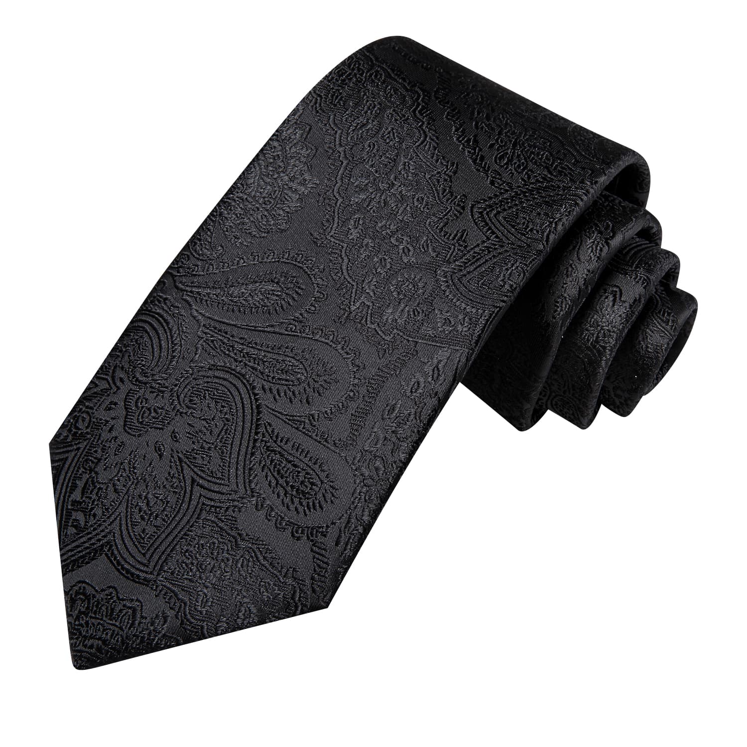 Paisley Black Tie Jacquard Silk Necktie Set for Men