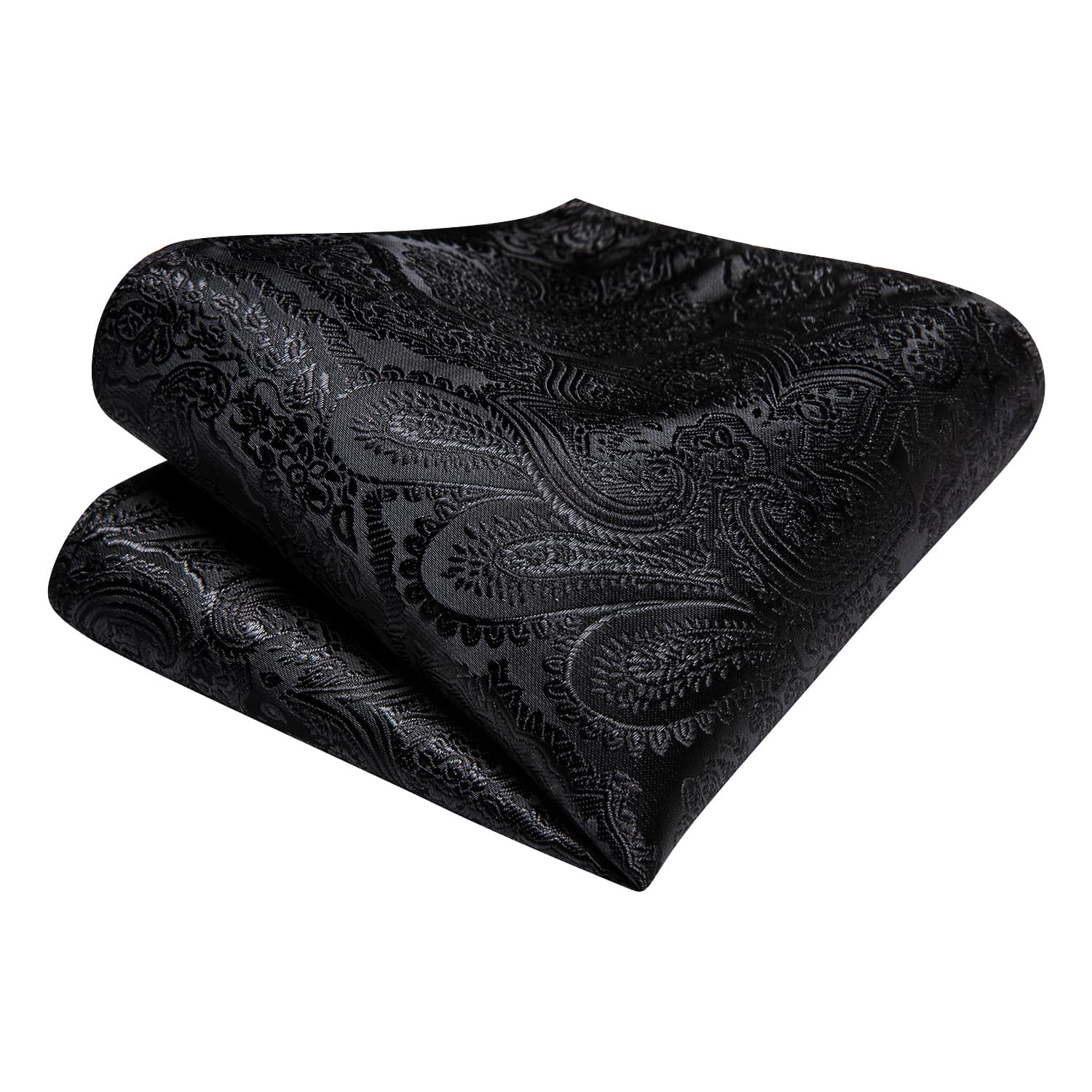 Paisley Black Tie Jacquard Silk Necktie Set for Men