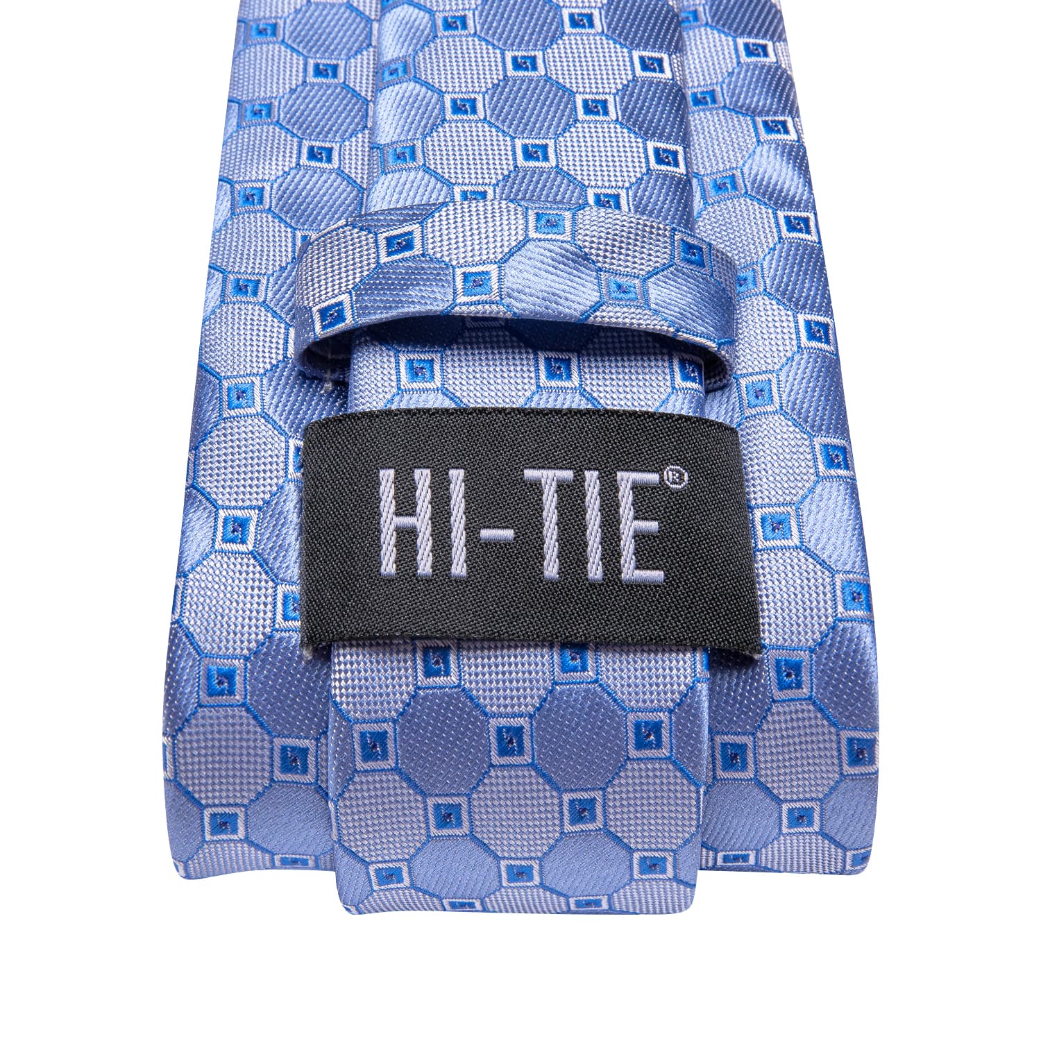 Plaid Sky Blue Tie Jacquard Silk Necktie Set for Men