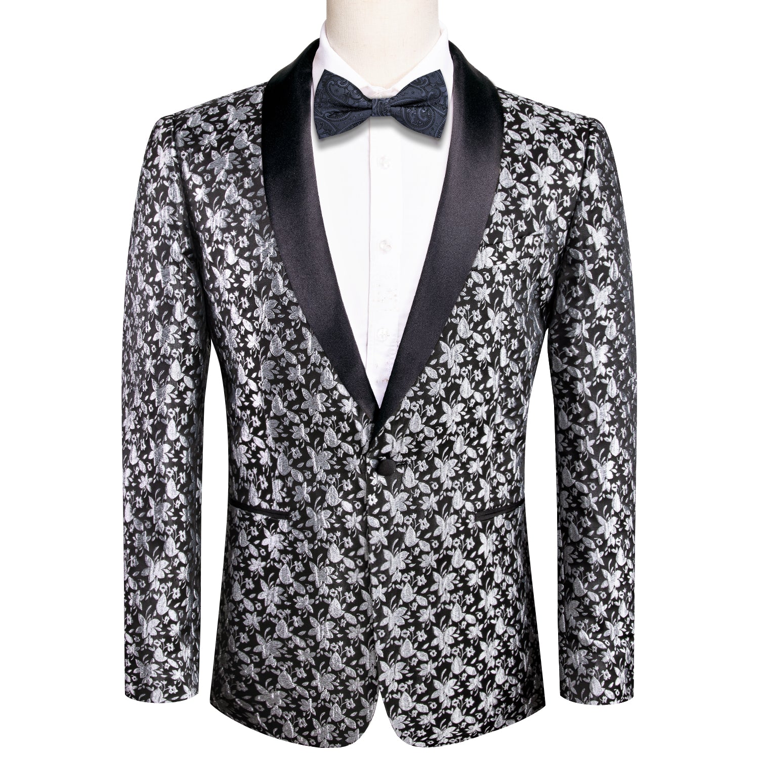 Luxury Black Grey Floral Men's Suit Set