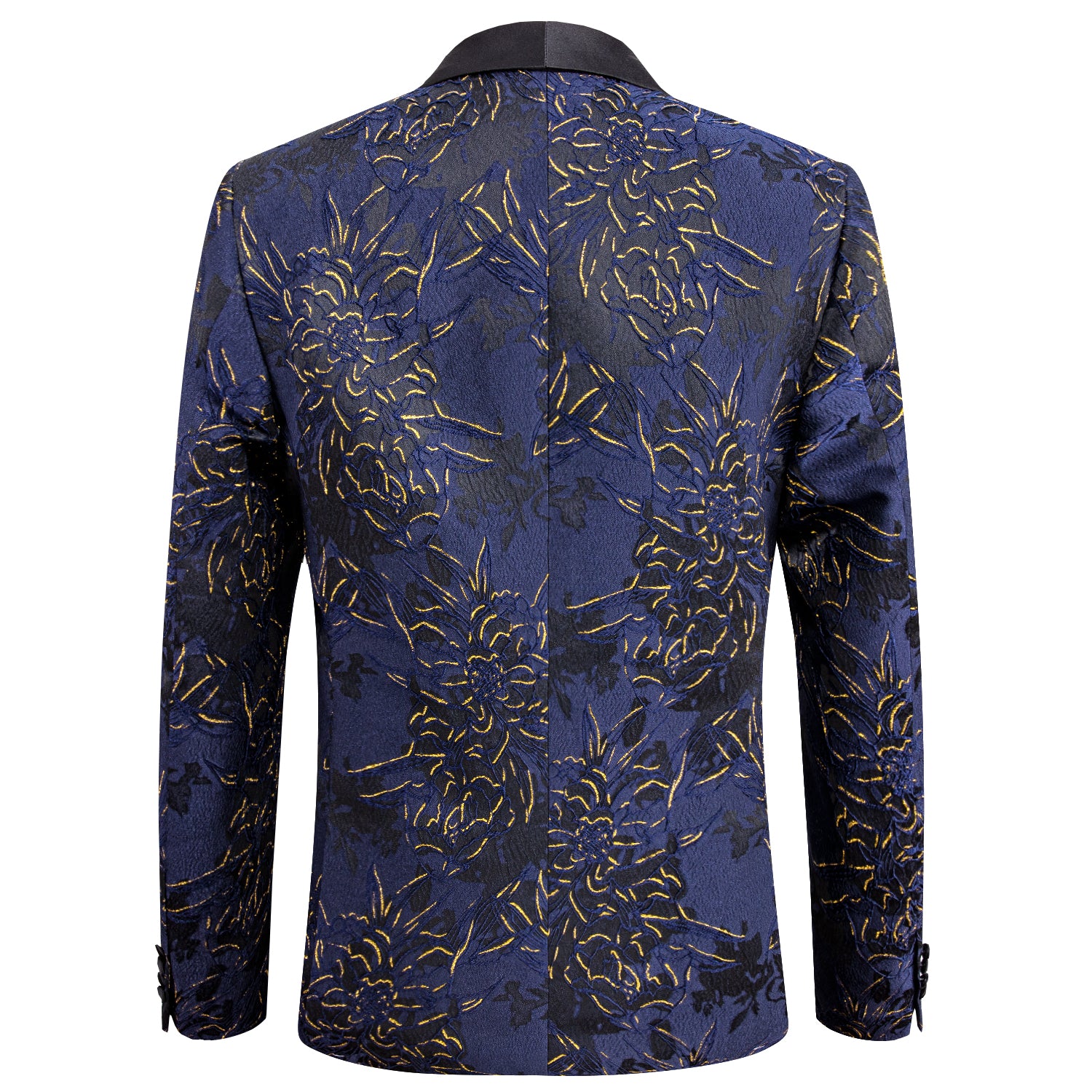 Black Shawl Lapel Luxury Blue Gold Engraved Men's Suit Set