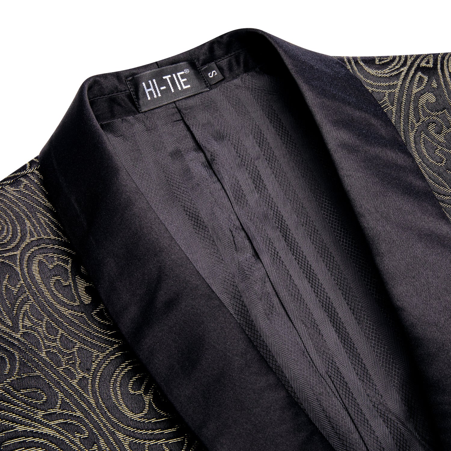 New Luxury Black Champagne Paisley Men's Formal Suit Set