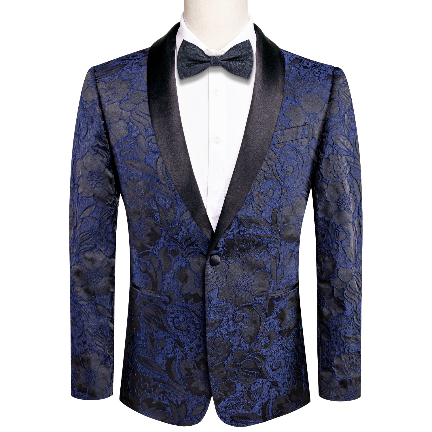 Luxury Blue Black Floral Men's Suit Set