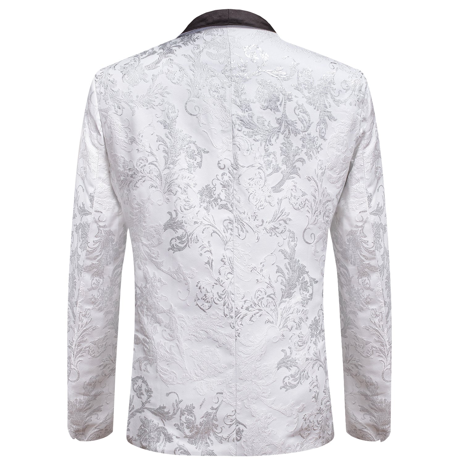Hi-Tie Luxury White Grey Floral Men's Suit Set