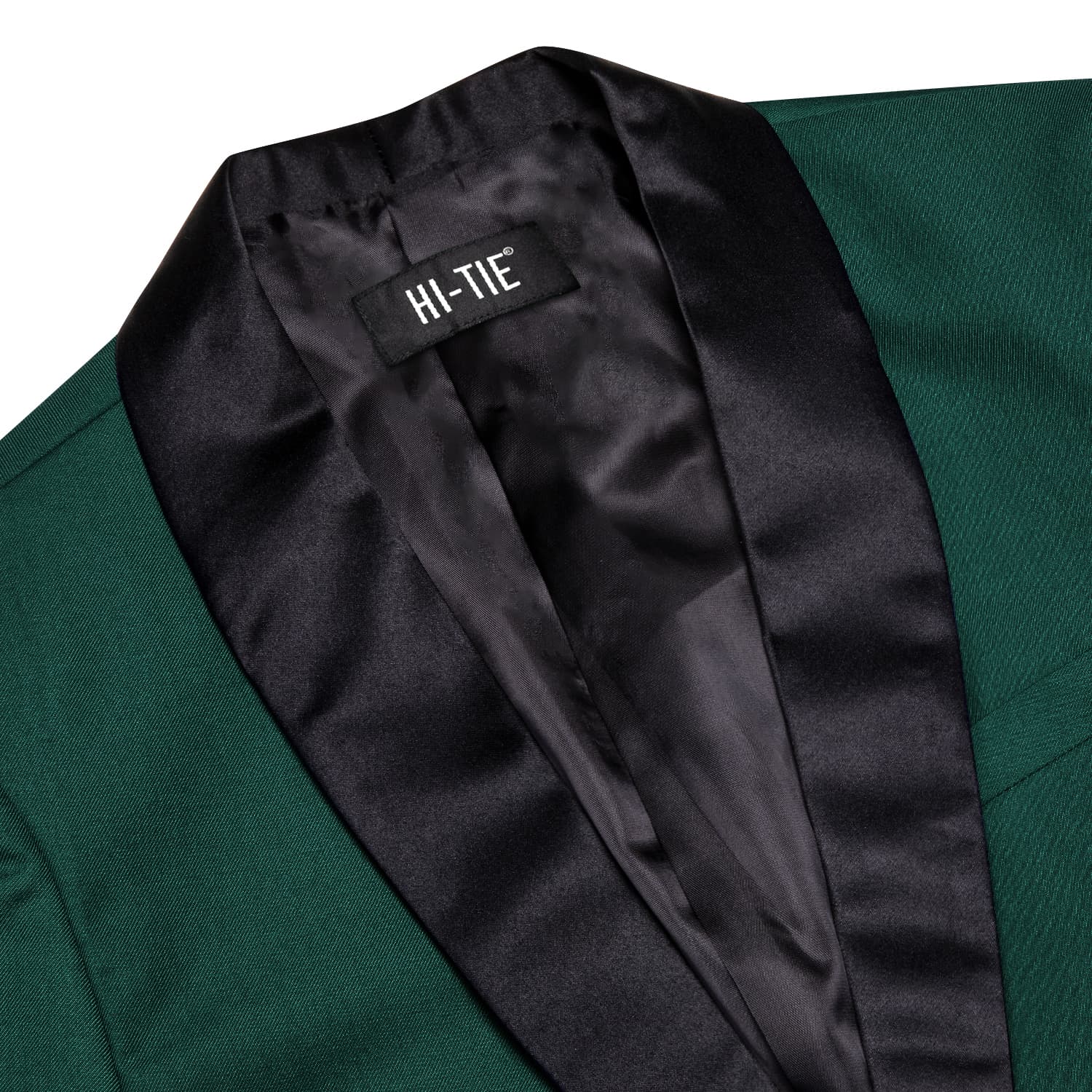 Hi-Tie Black Shawl Collar Green Solid Blazer with Bowtie Men's Suit Set