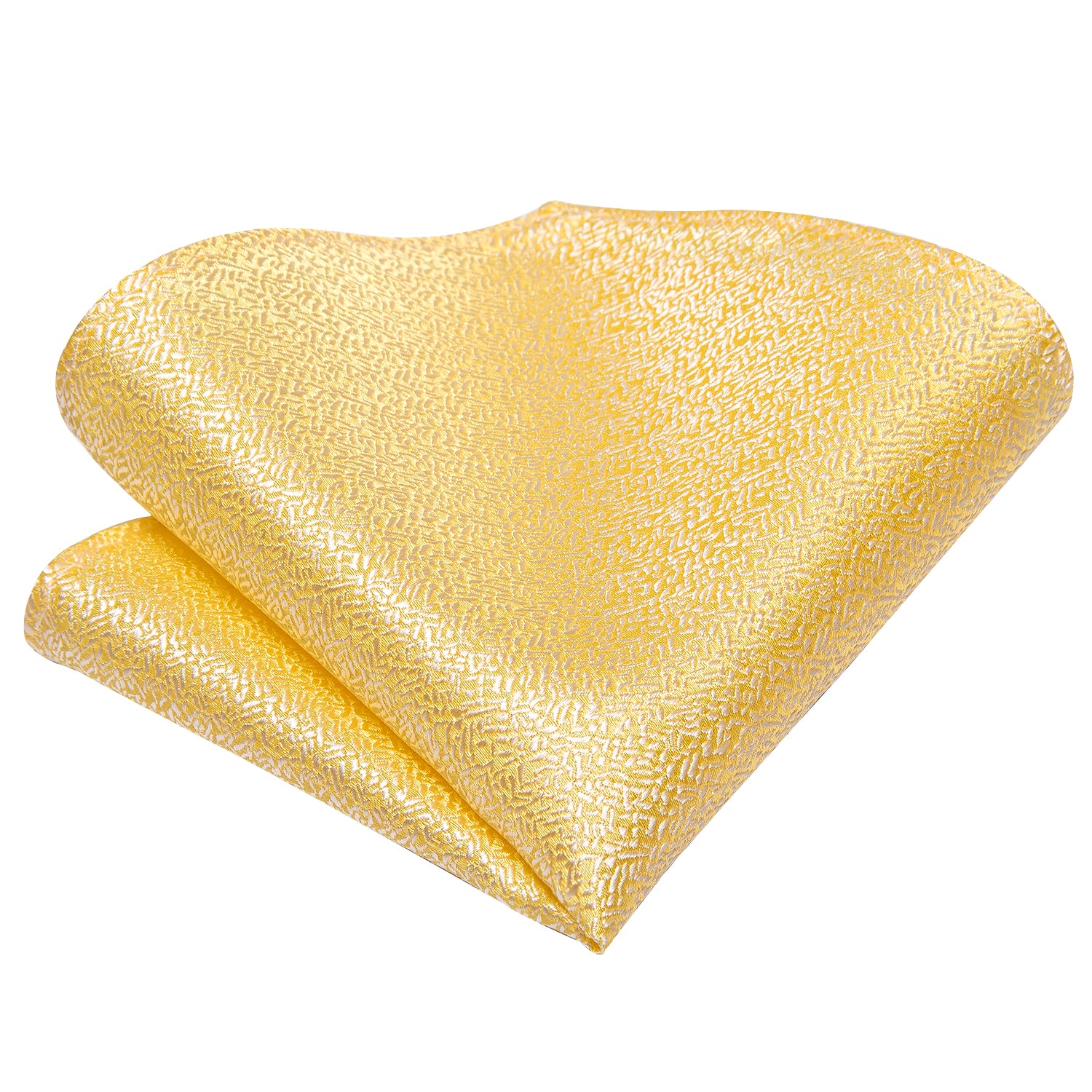 Golden Solid Tie Handkerchief Cufflinks Set with Wedding Brooch