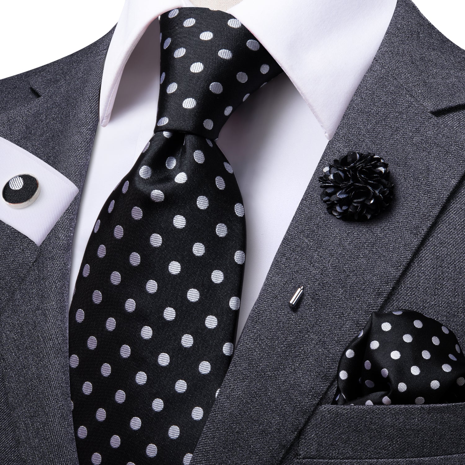 polka dot dress shirt with tie George Cotton White Polka Dot French Cuff Dress Shirt AH613