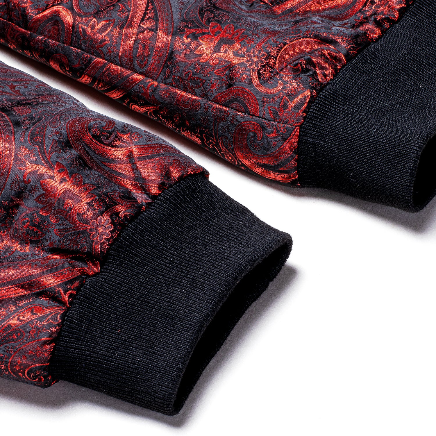 cuff of red paisley jacket