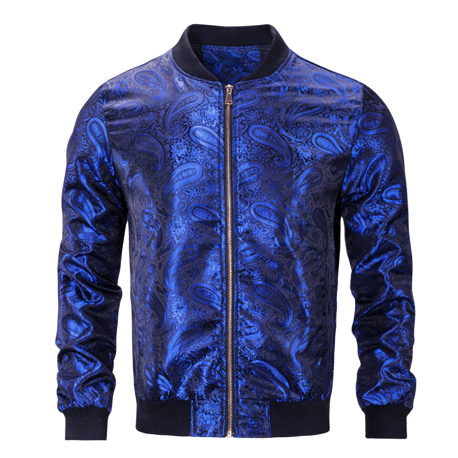 Royal Blue Paisley Men's Urban Lightweight Zip Jacket Casual